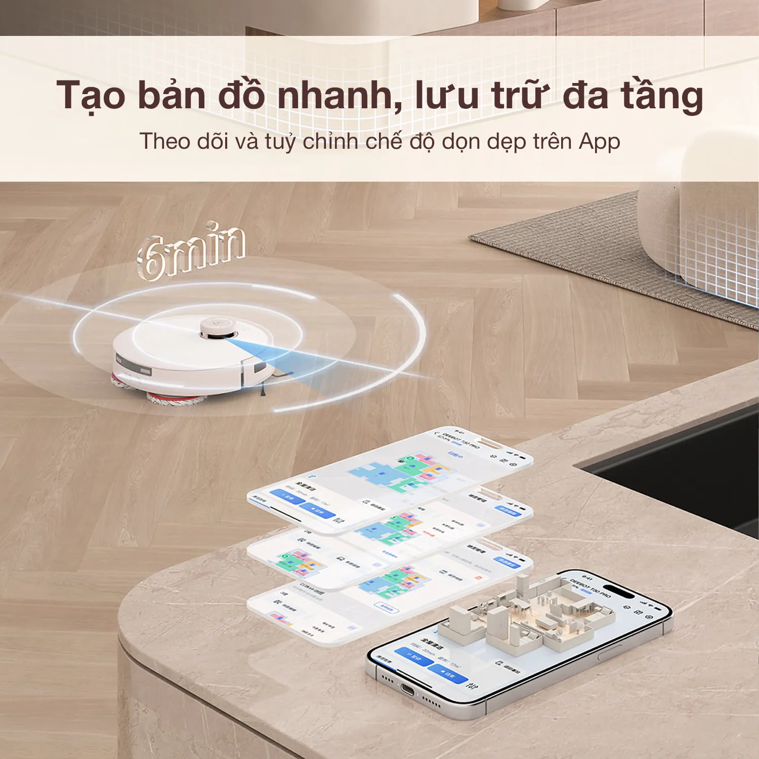 Robot hút bụi lau nhà Ecovacs T30 Pro Omni