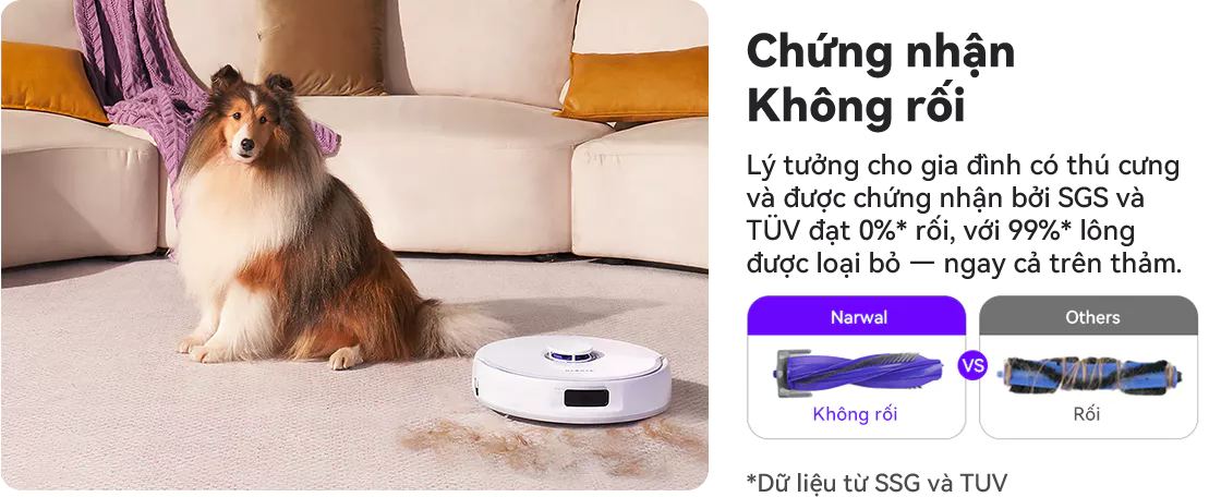 Robot hút bụi lau nhà Narwal Freo X Ultra chứng nhận chống rối