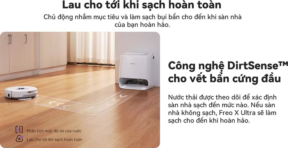 Robot hút bụi lau nhà Narwal Freo X Ultra xử lý triệt để vết bẩn