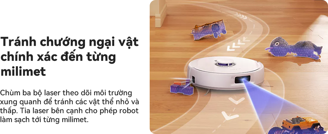 Robot hút bụi lau nhà Narwal Freo X Ultra tránh chướng ngại vật